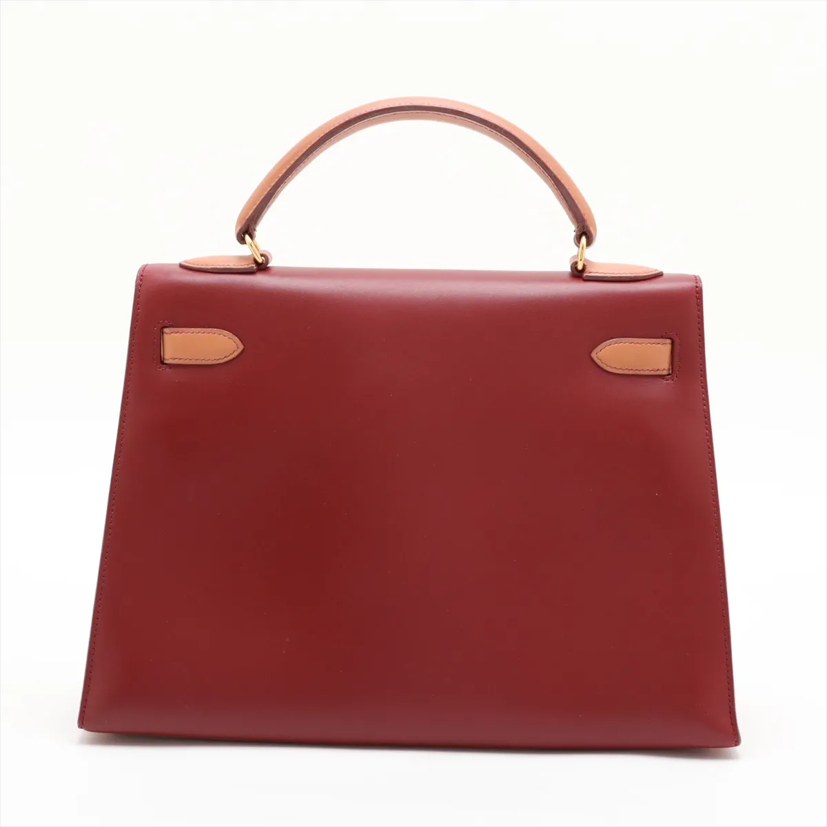 [Individually packaged] Hermes Kelly 32 Sellier Box Calf Rouge Vif x Natural x Rouge H Gold hardware W: 1993 — view 2