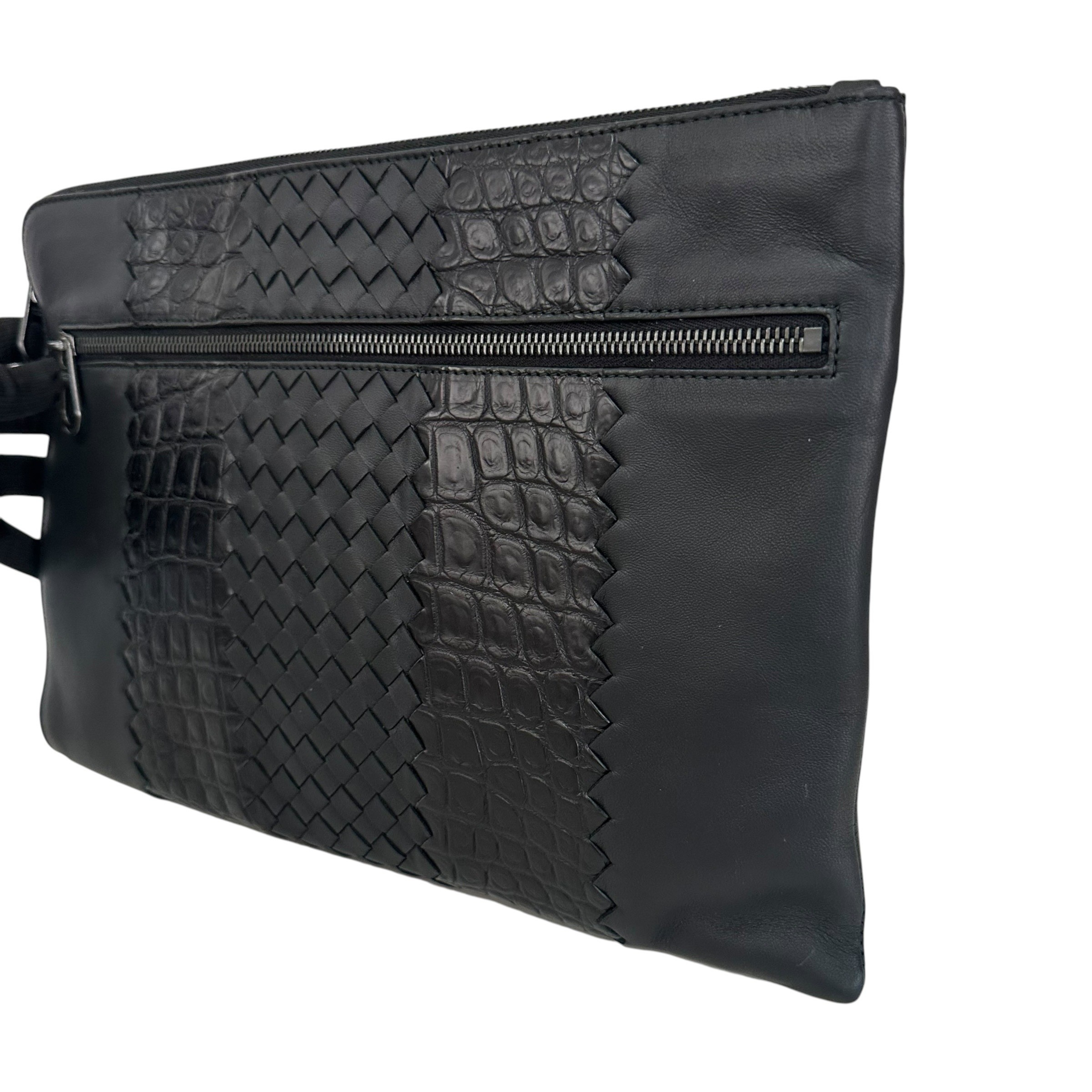 Crocodile Clutch Bag, Second Bag, Black — view 3