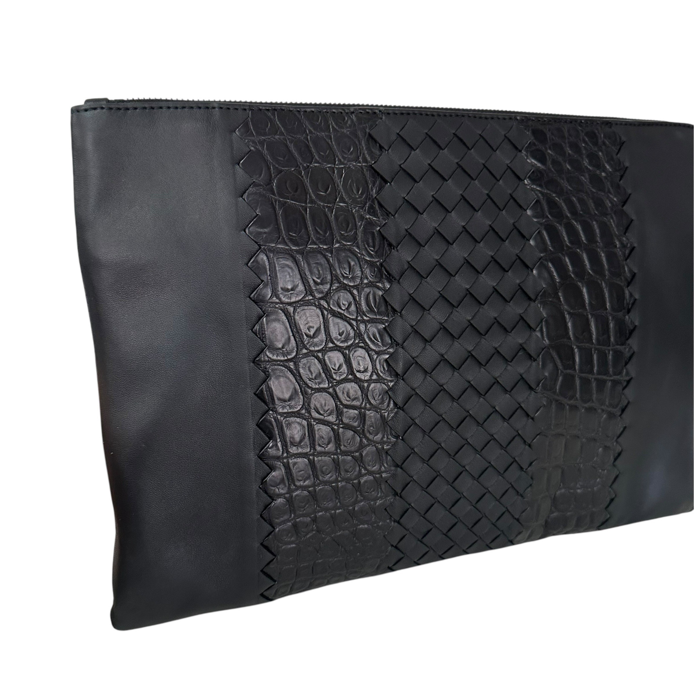 Crocodile Clutch Bag, Second Bag, Black — view 4