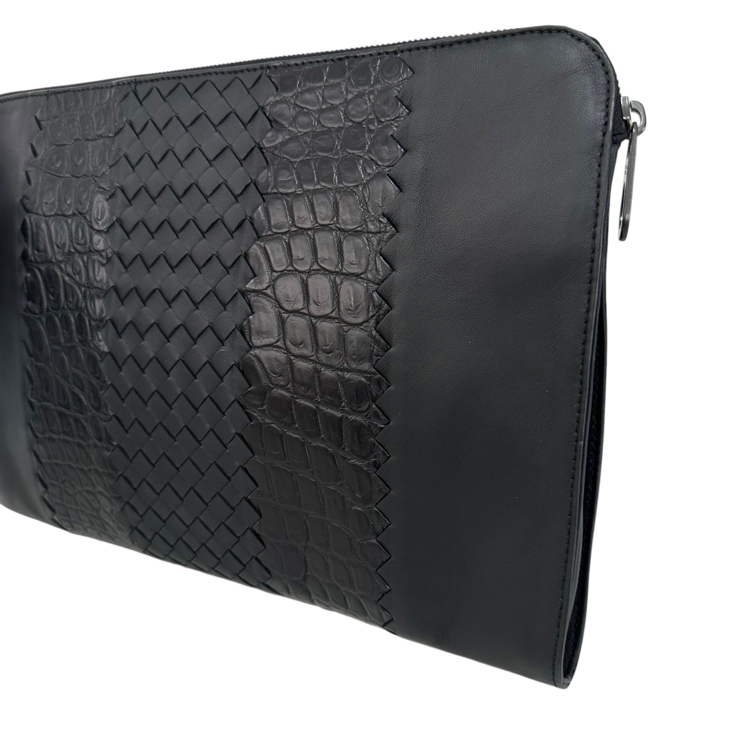 Crocodile Clutch Bag, Second Bag, Black — view 5