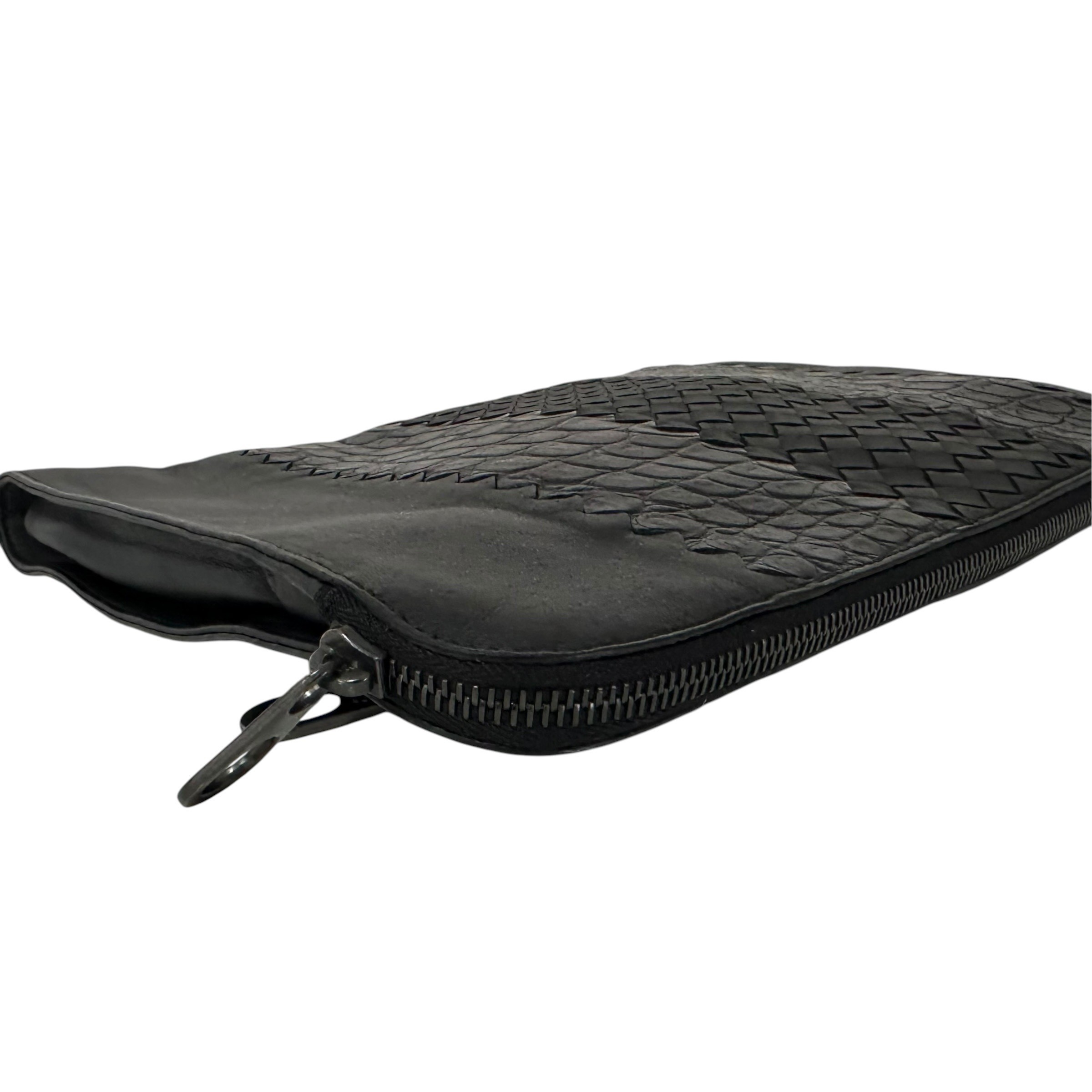Crocodile Clutch Bag, Second Bag, Black — view 6