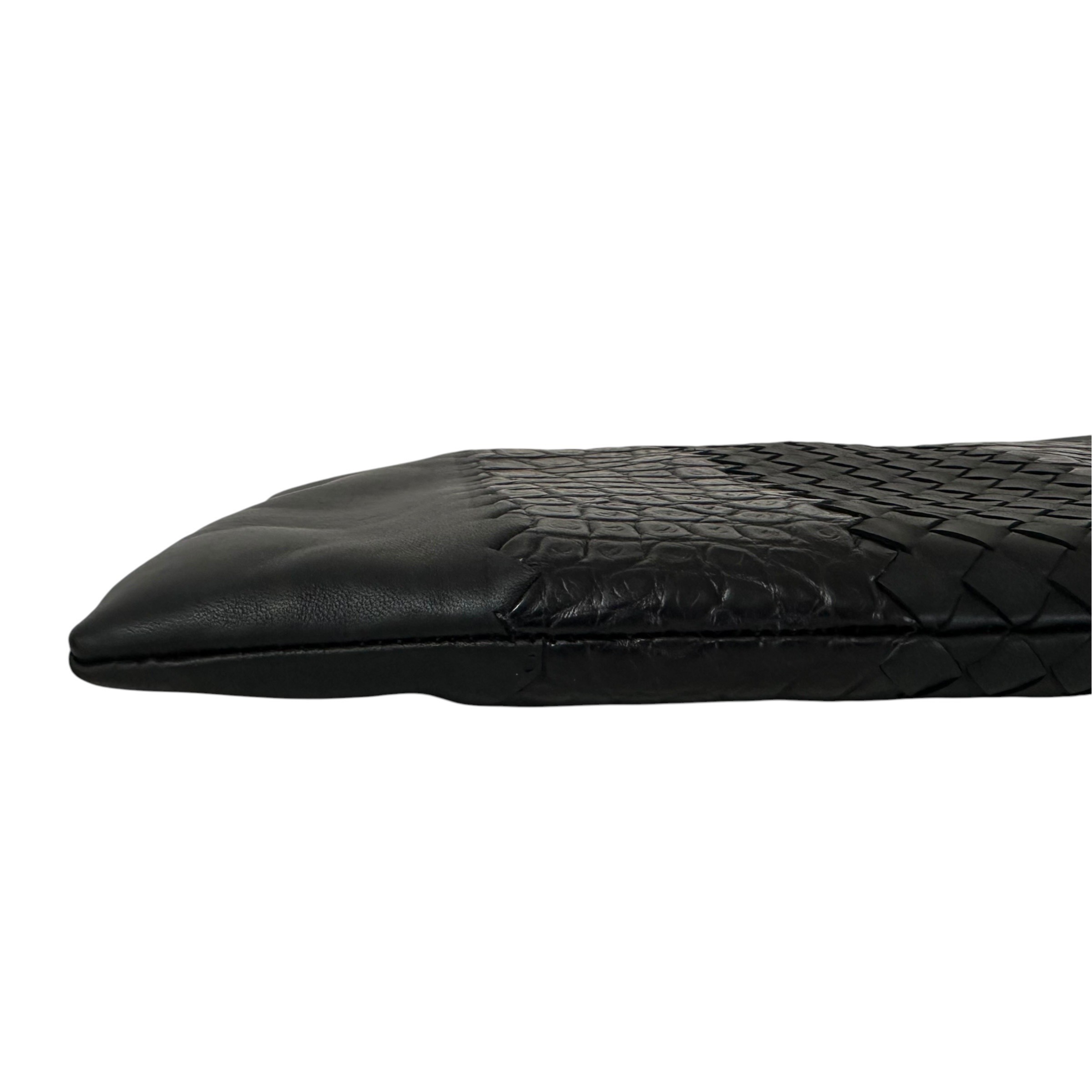 Crocodile Clutch Bag, Second Bag, Black — view 8