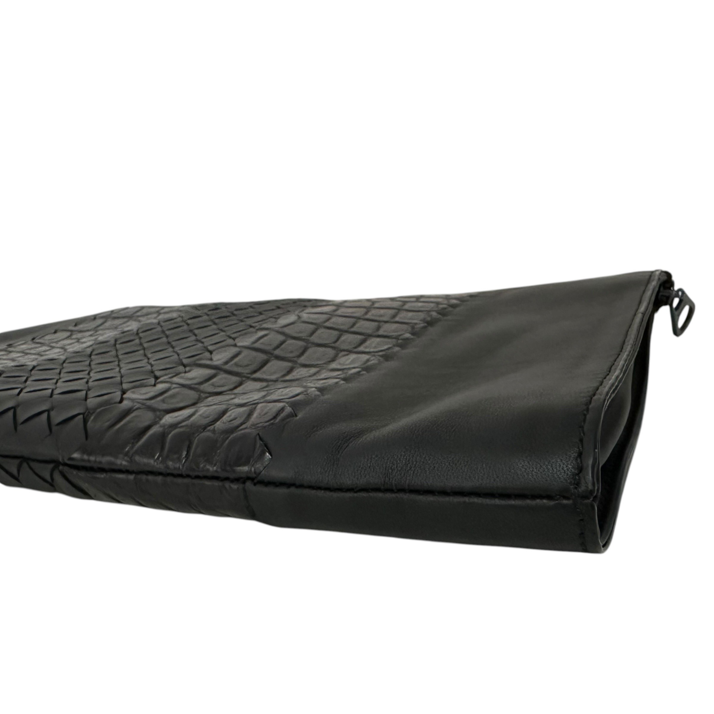 Crocodile Clutch Bag, Second Bag, Black — view 9