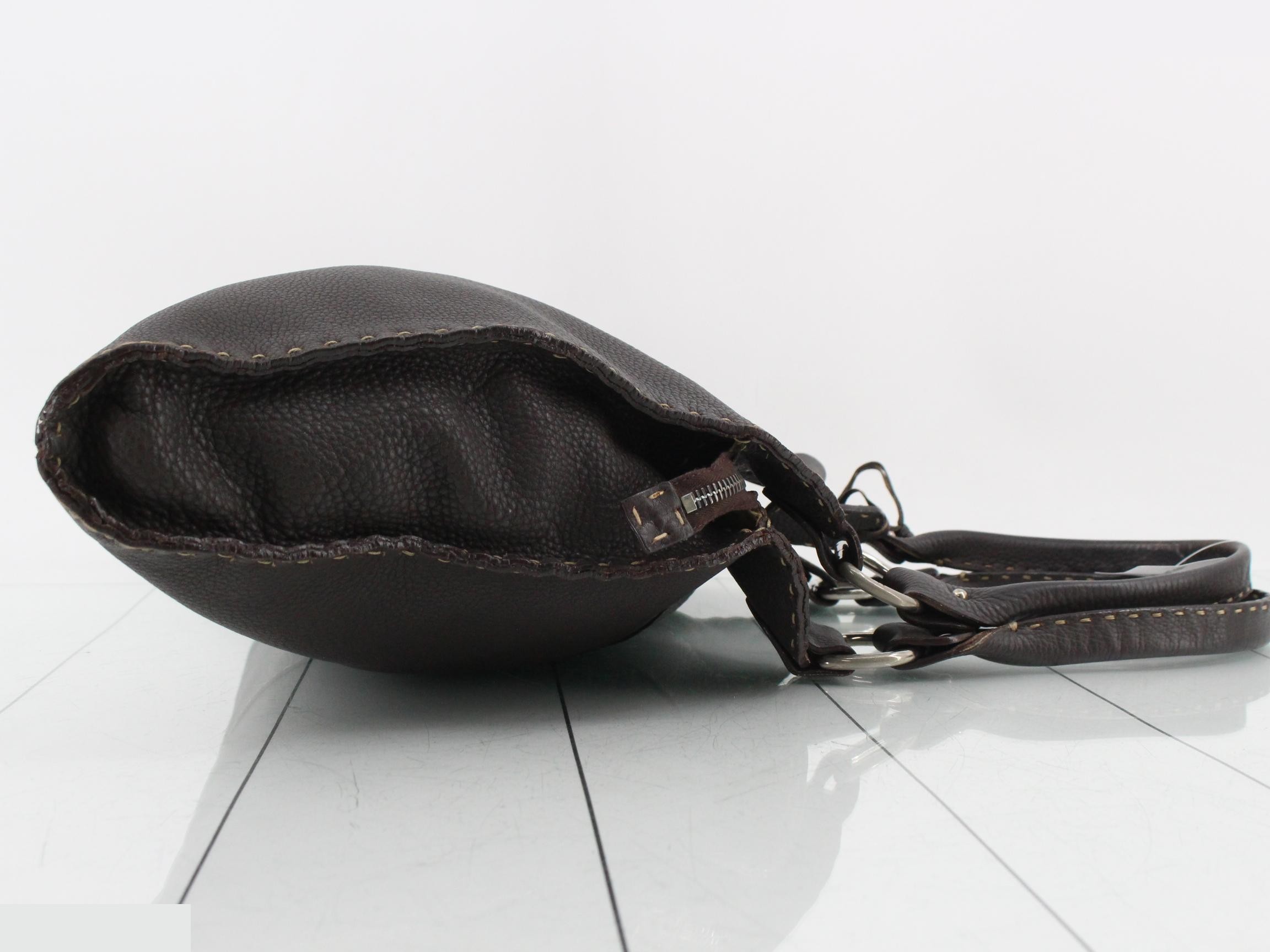 Leather tote bag, brown, with charm. — view 3