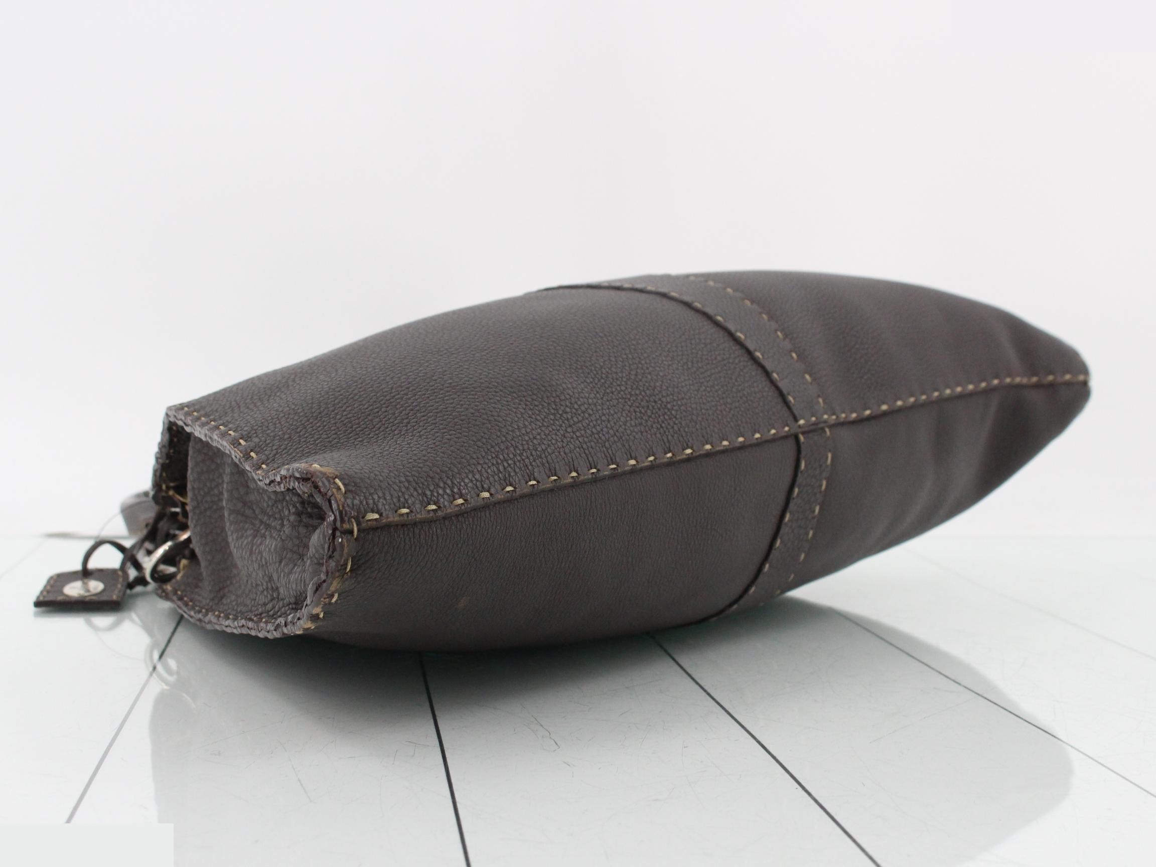 Leather tote bag, brown, with charm. — view 5