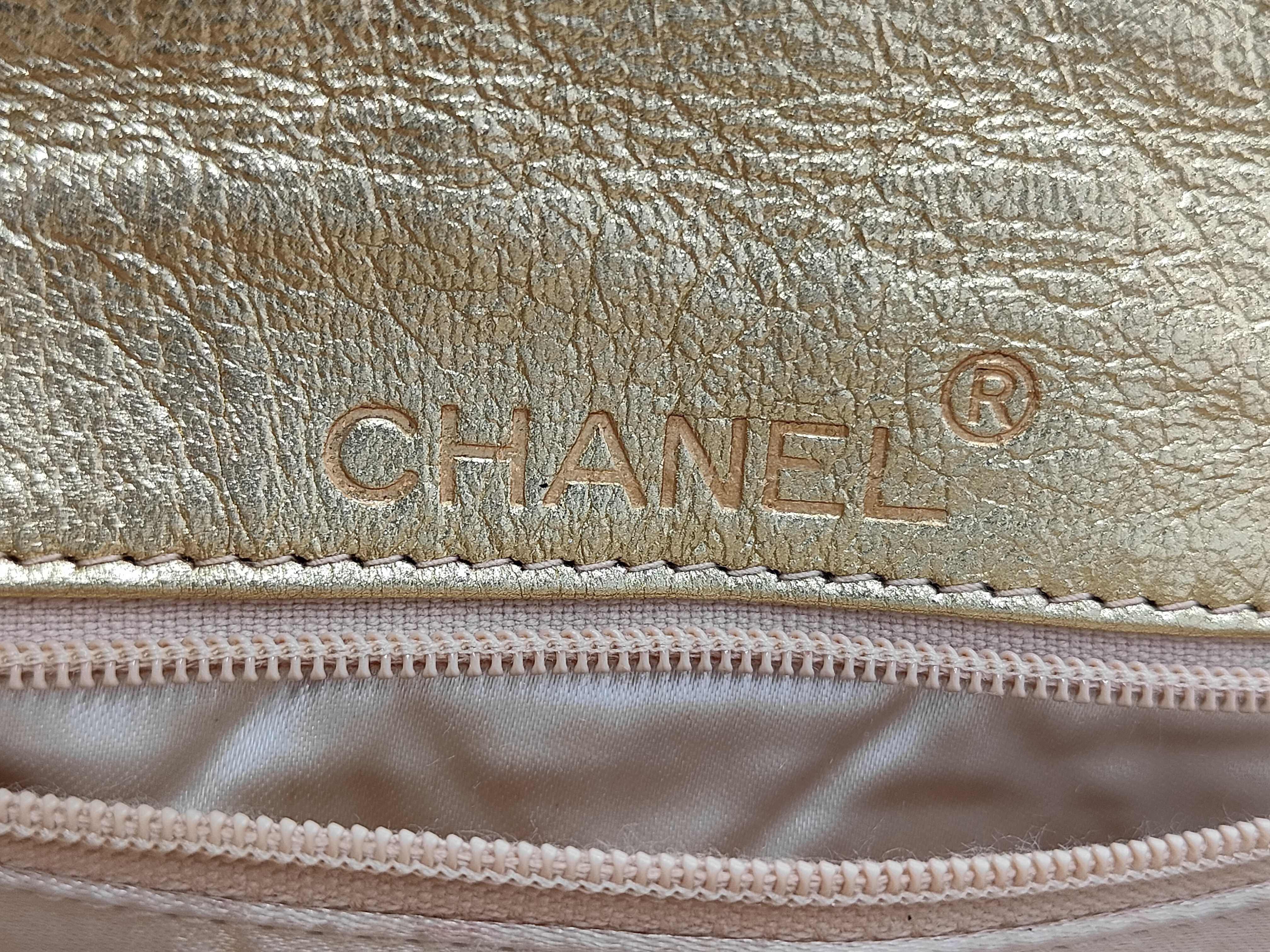 Camellia Leather Chain Shoulder Bag, Gold, Gold Hardware — view 12