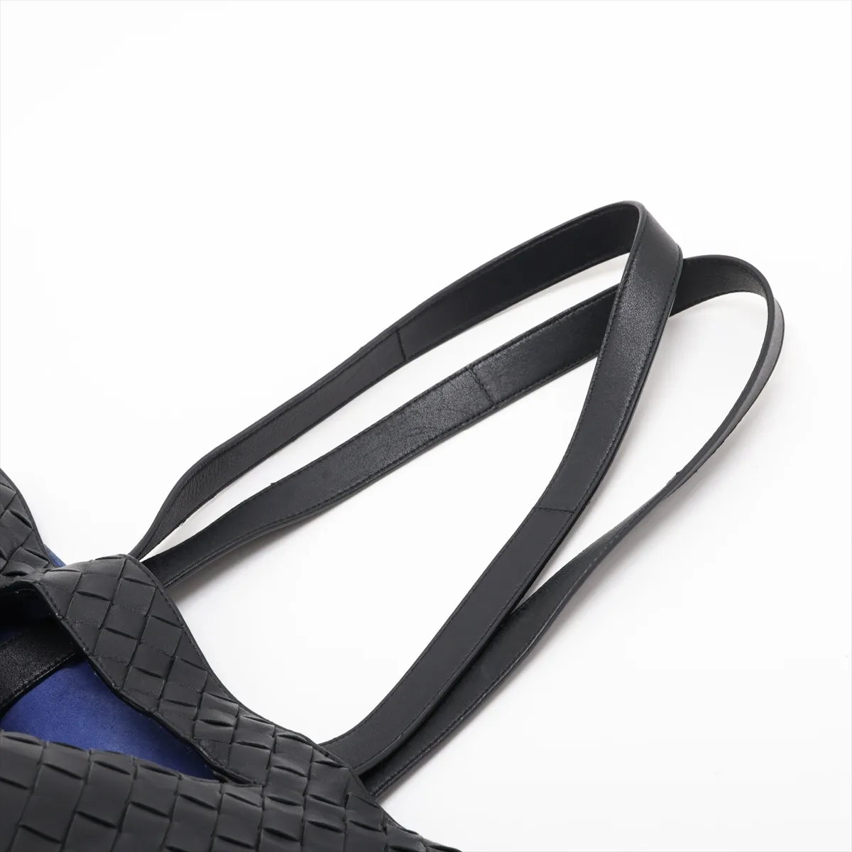 Intrecciato Leather Tote Bag, Black — view 5