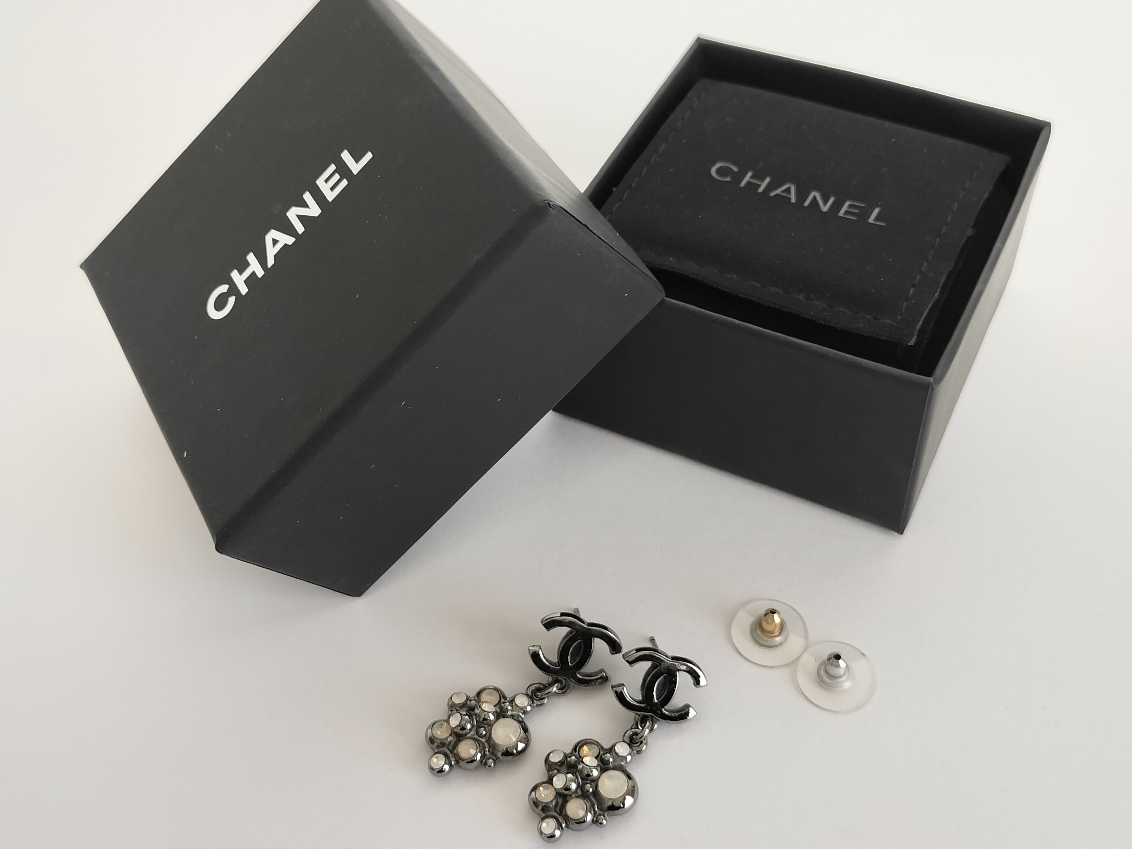 Coco Rhinestone Silver Earrings — view 2