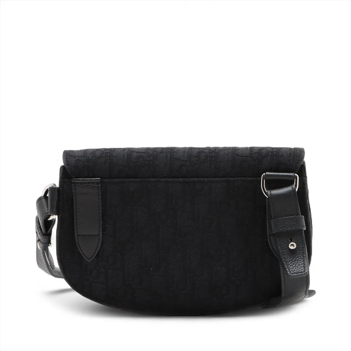 Trotter Saddle Bag Canvas x Leather Shoulder Bag Black — view 2