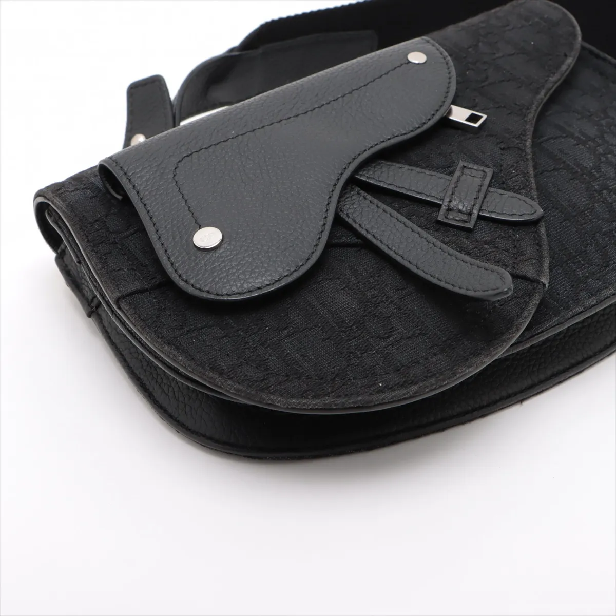 Trotter Saddle Bag Canvas x Leather Shoulder Bag Black — view 4