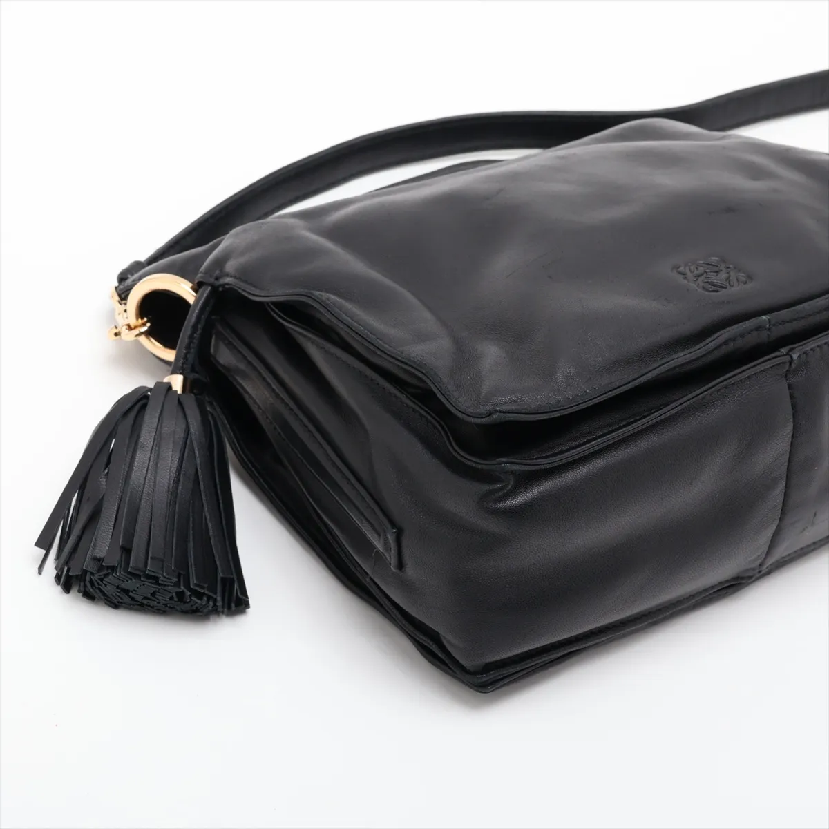 Flamenco 22 Leather Shoulder Bag, Black — view 4