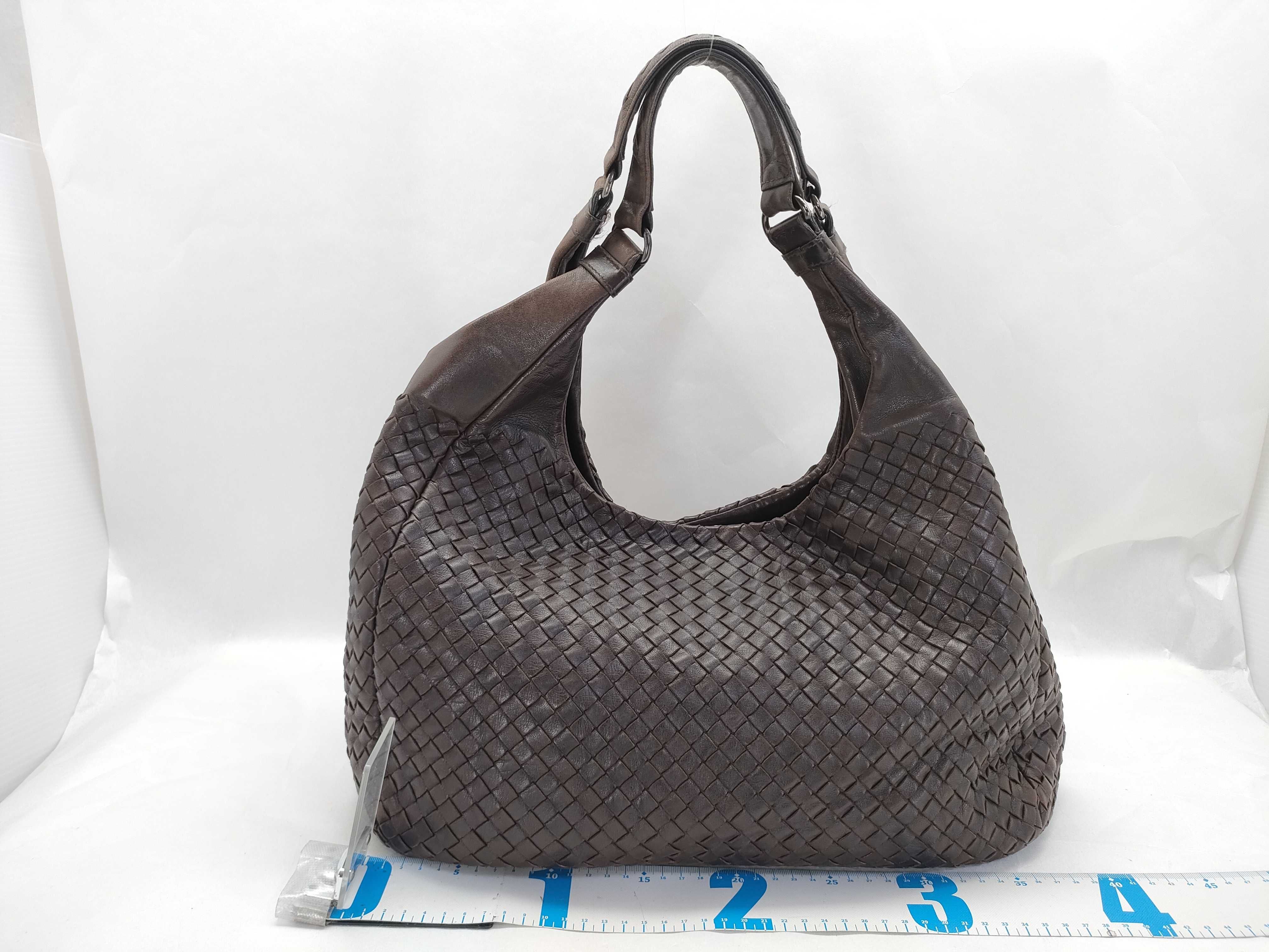 Intrecciato Campana Leather Shoulder Bag, Brown, 124864 (Shoulder Bag) — view 2