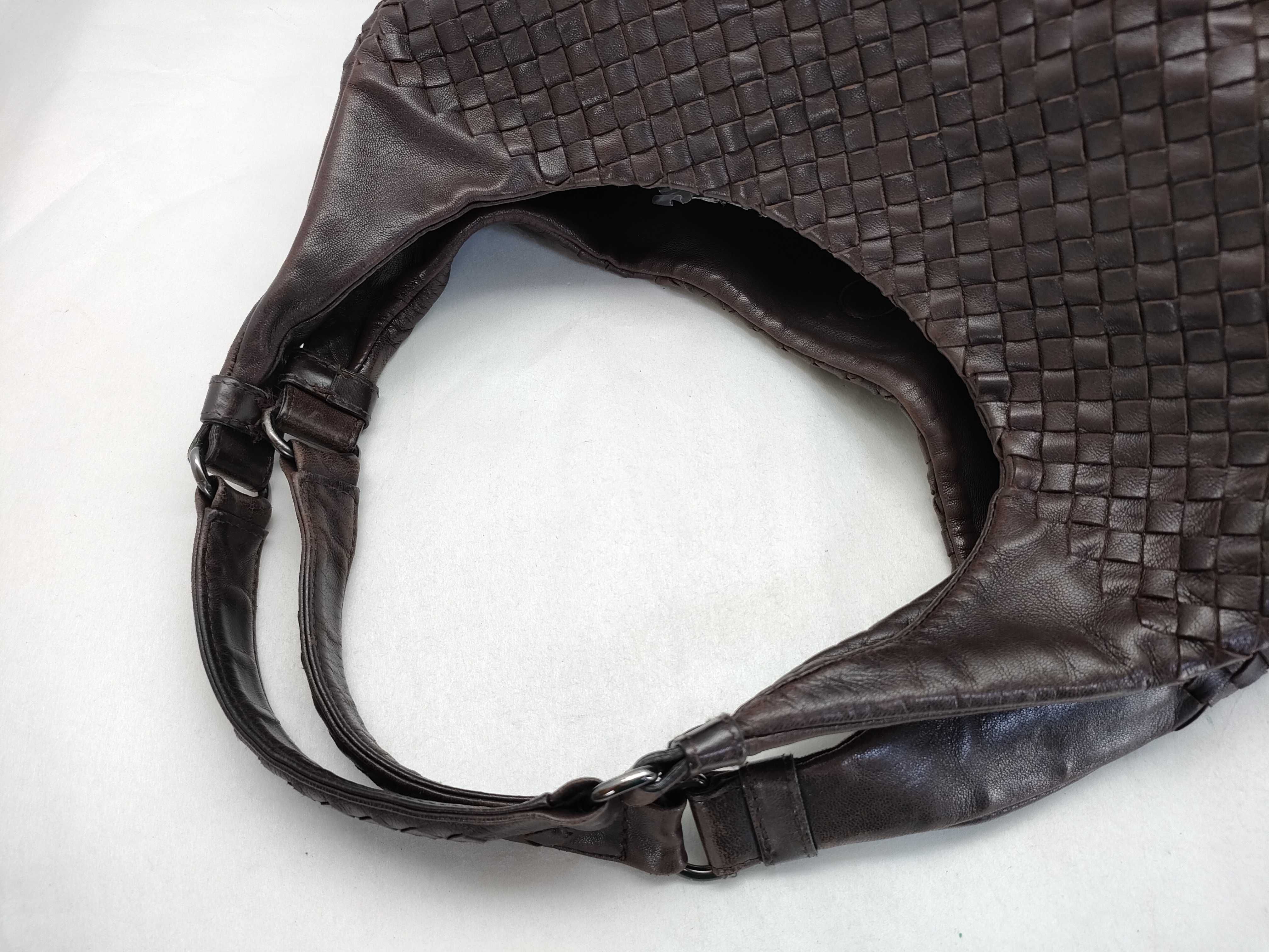 Intrecciato Campana Leather Shoulder Bag, Brown, 124864 (Shoulder Bag) — view 3
