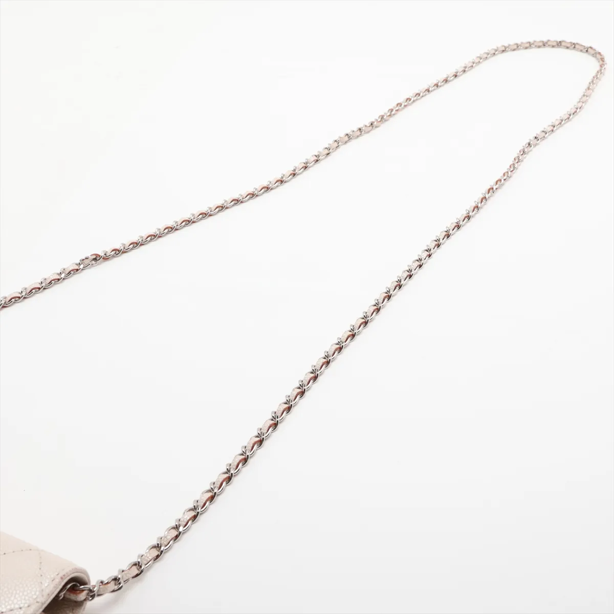 Matelassé Caviar Skin Chain Wallet, White, Silver Hardware, 28783971, Serial Number 28 — view 5