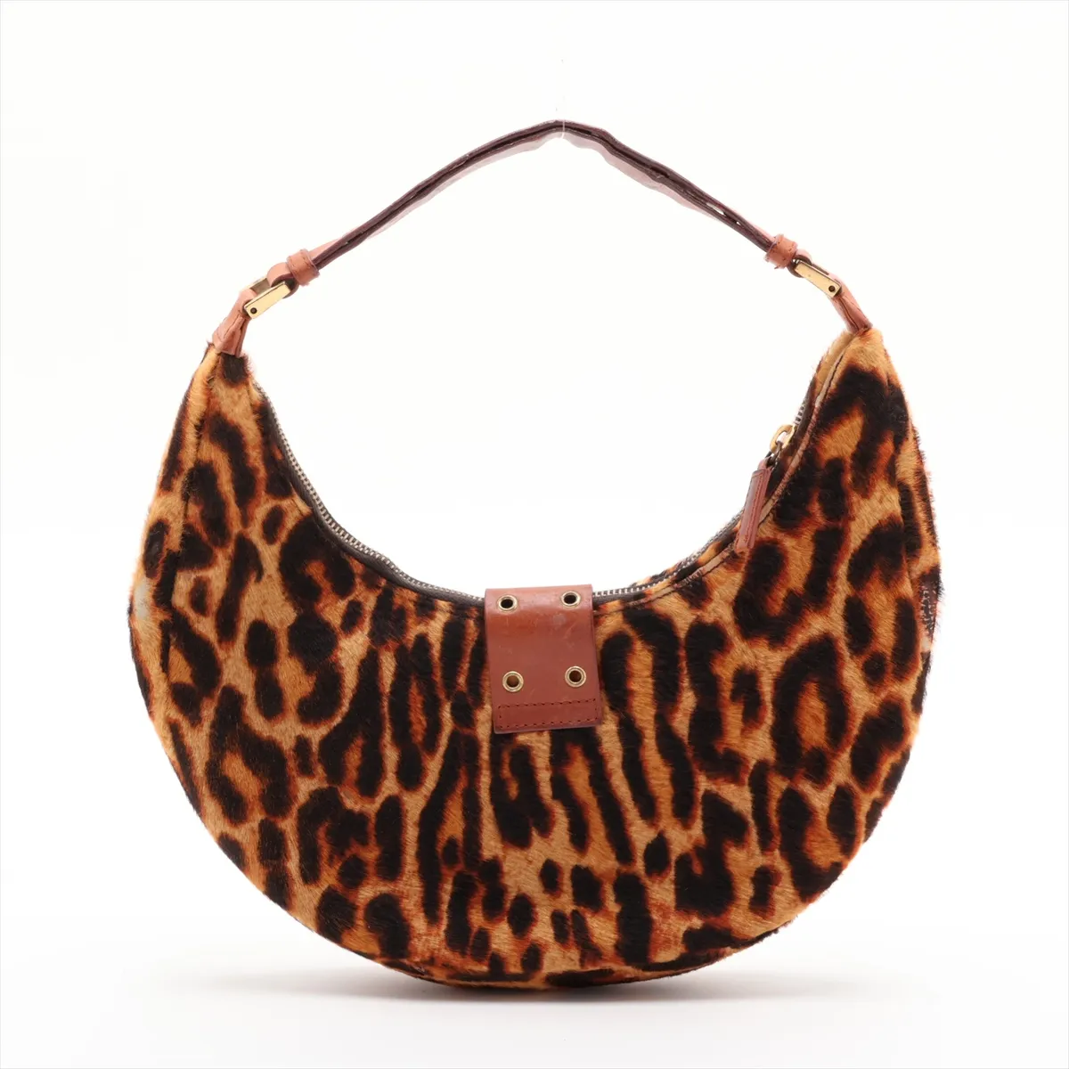 Street Chic Calf Hair x Leather Shoulder Bag, Brown — view 2
