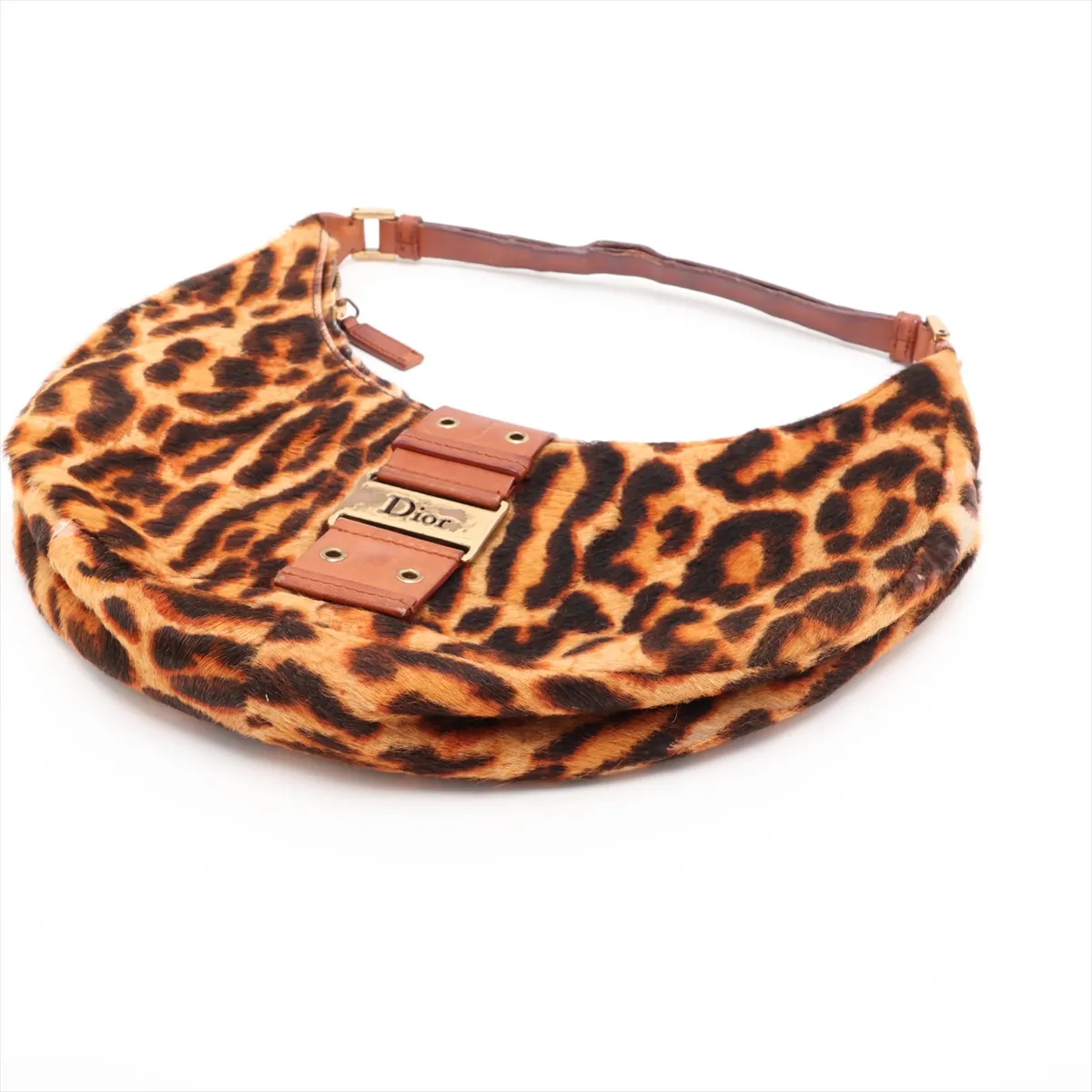 Street Chic Calf Hair x Leather Shoulder Bag, Brown — view 3