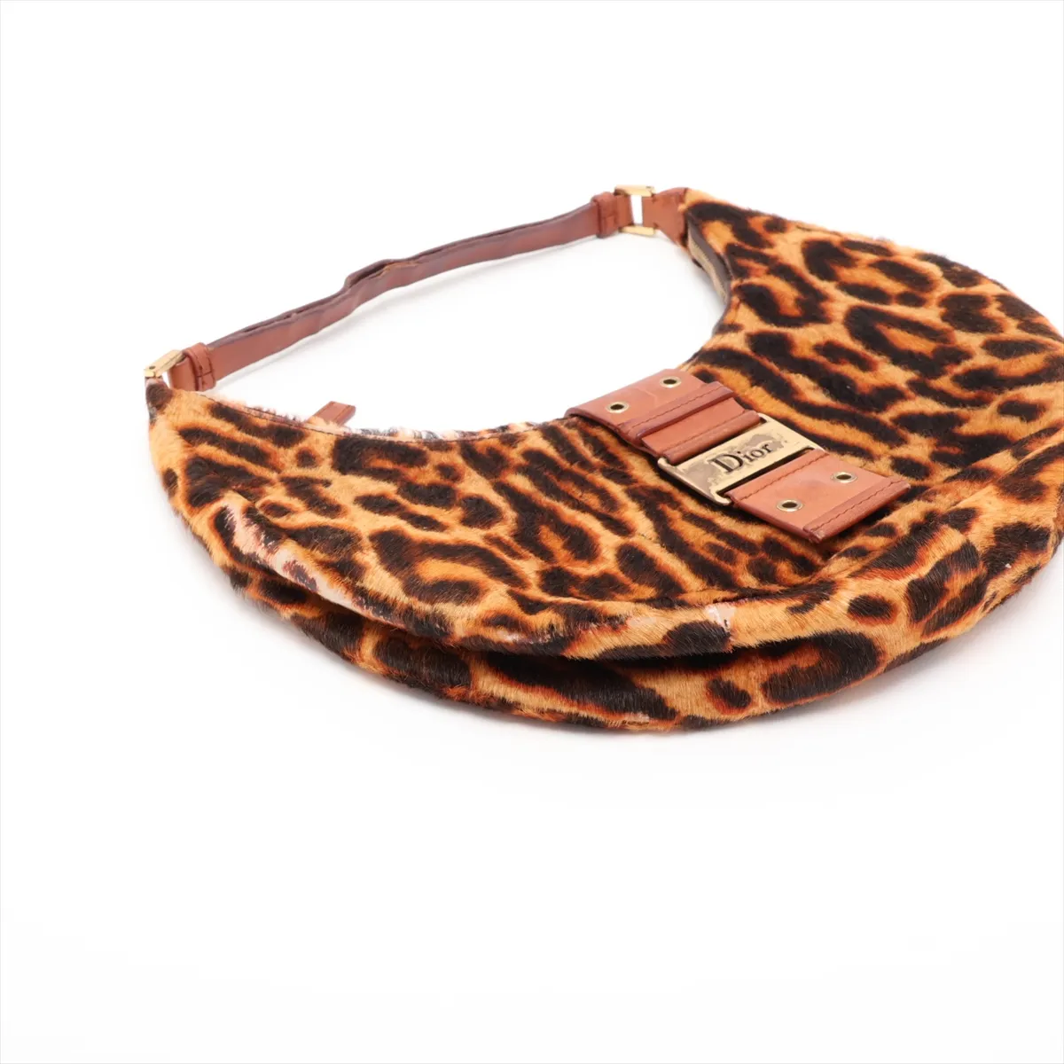 Street Chic Calf Hair x Leather Shoulder Bag, Brown — view 4