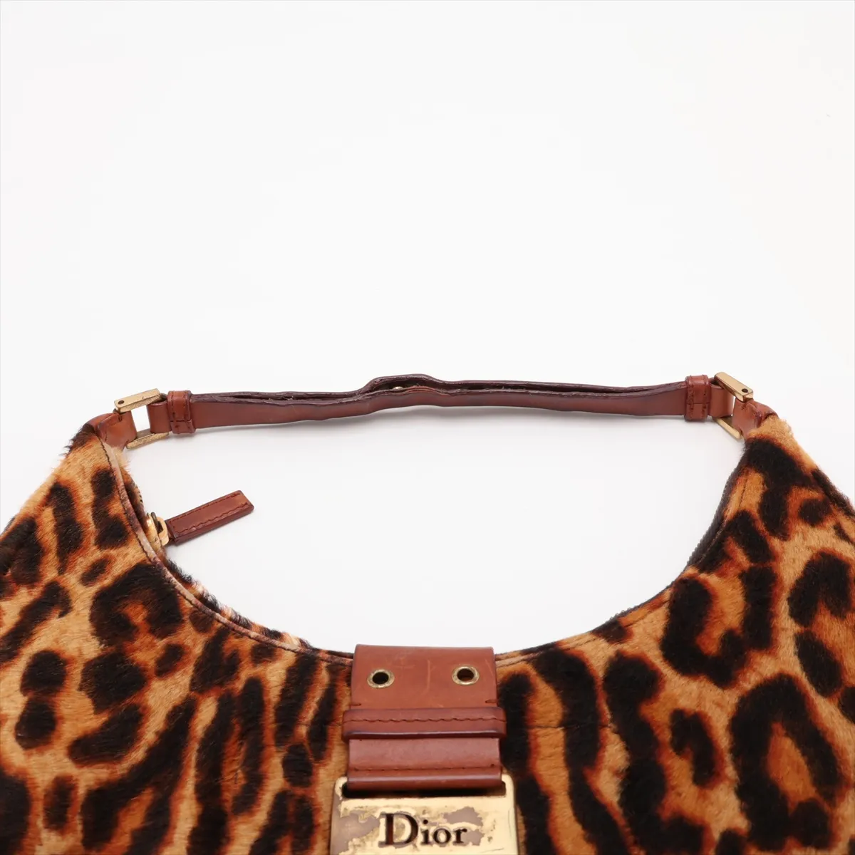 Street Chic Calf Hair x Leather Shoulder Bag, Brown — view 6