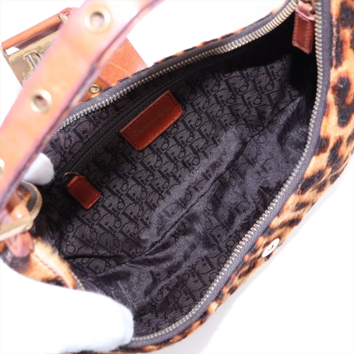 Street Chic Calf Hair x Leather Shoulder Bag, Brown — view 7