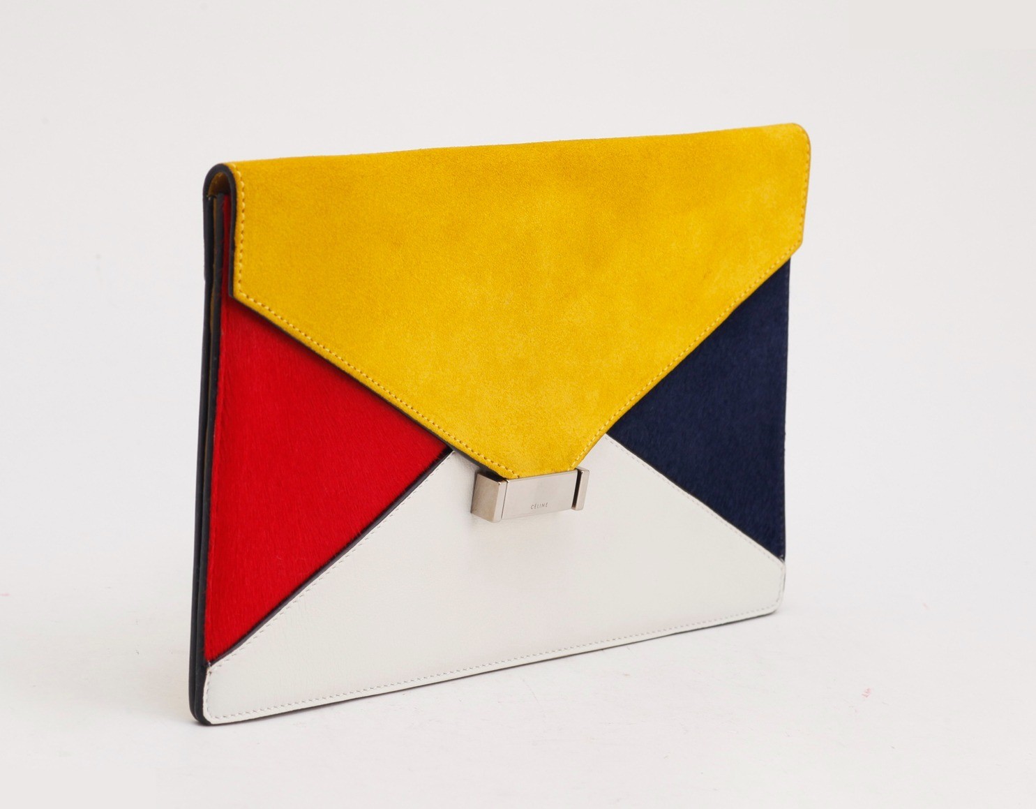 Calf hair suede leather clutch — view 2