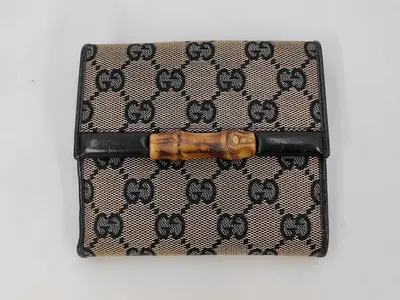 GG Canvas Bamboo Bi-fold Wallet, Black, 112521