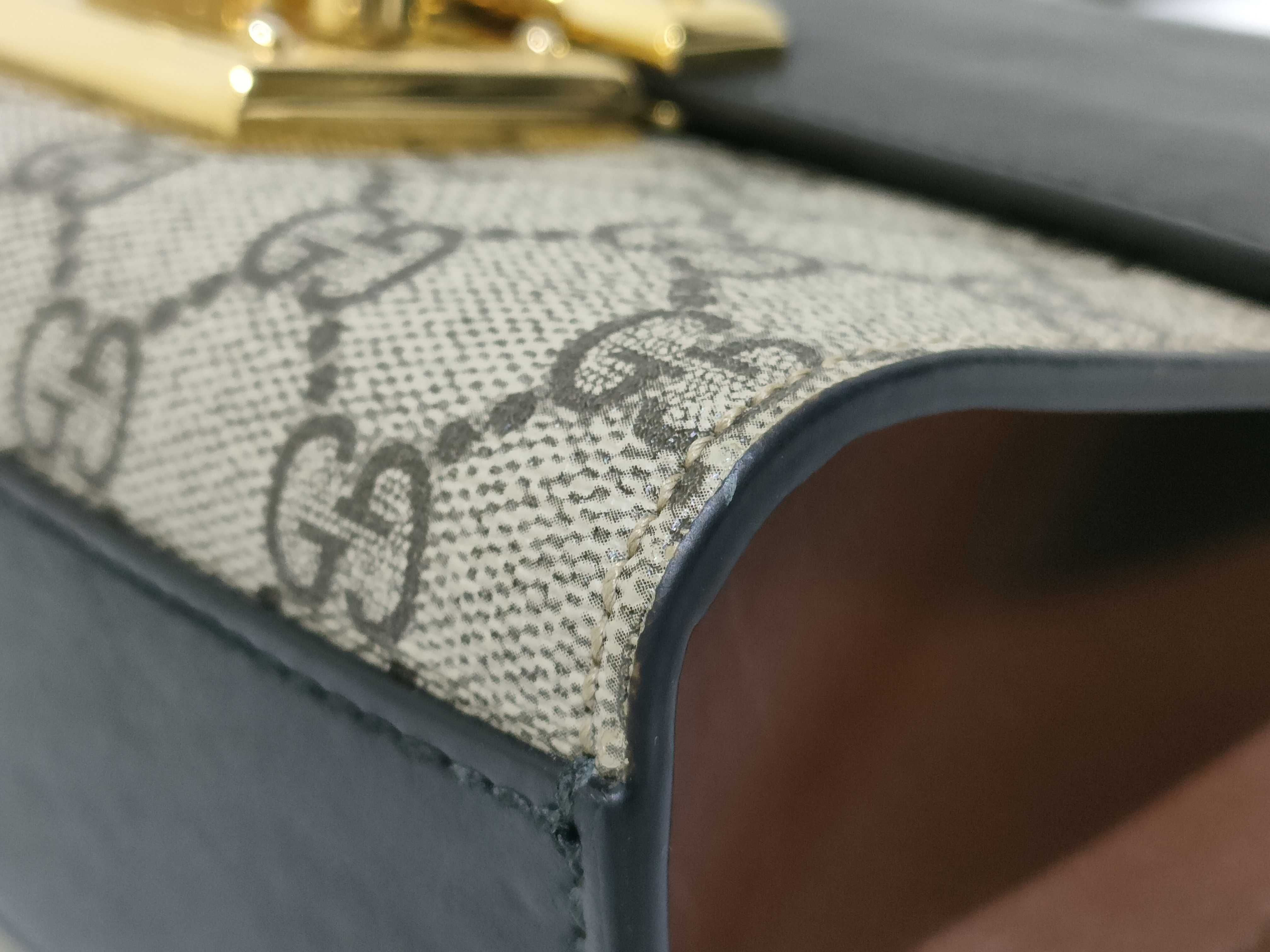 GG Supreme VN - GG Supreme Padlock PVC x Cowskin Chain Shoulder Bag Beige x Black 4 Shoulder Bag — view 6
