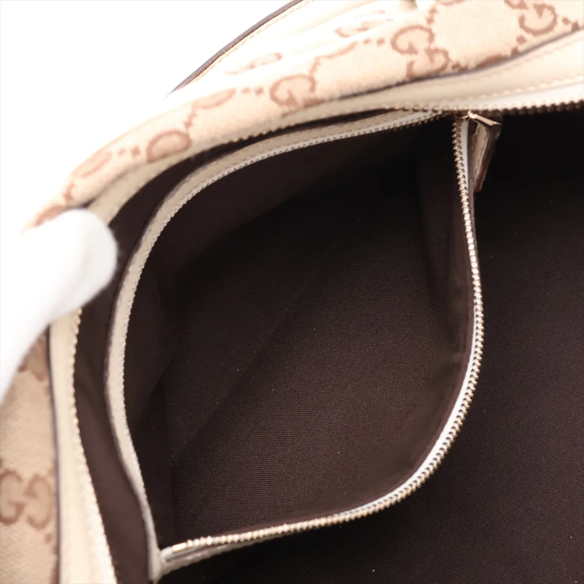 GG Canvas Bamboo Canvas x Leather Handbag Beige x White — view 8