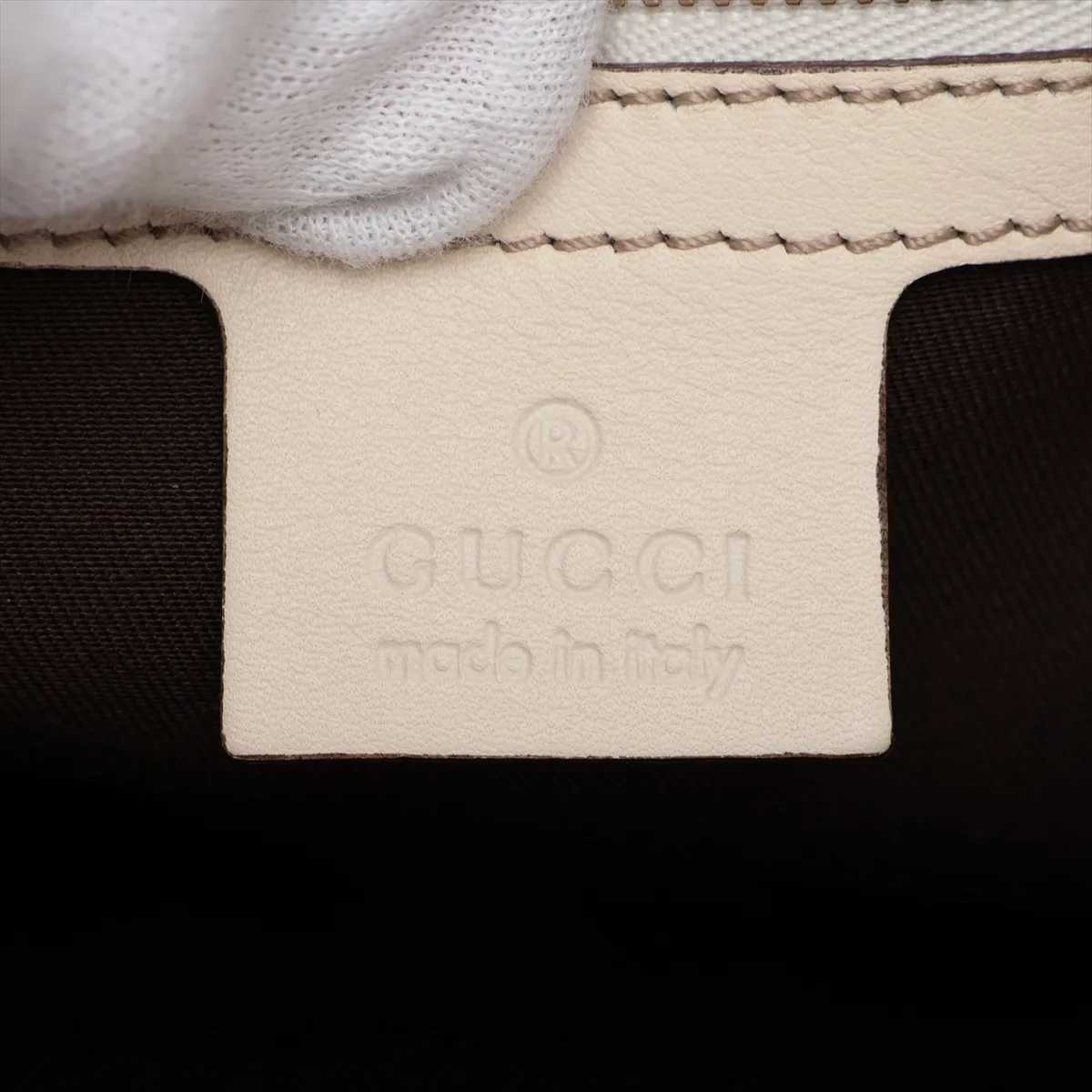 GG Canvas Bamboo Canvas x Leather Handbag Beige x White — view 9