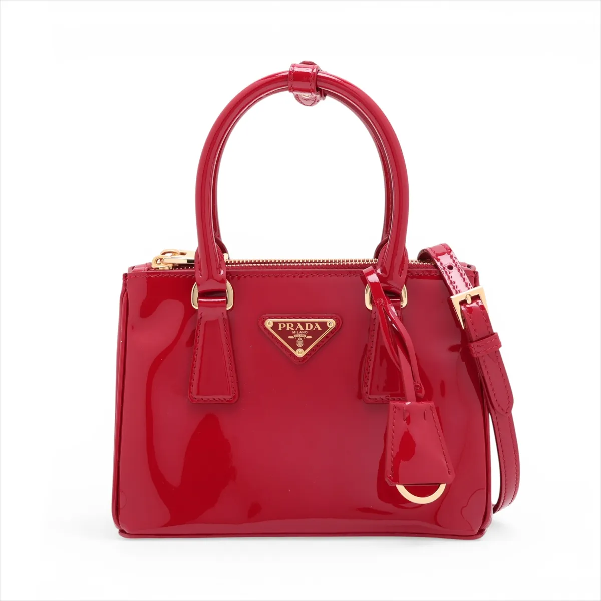 Patent Leather 2-Way Handbag, Red