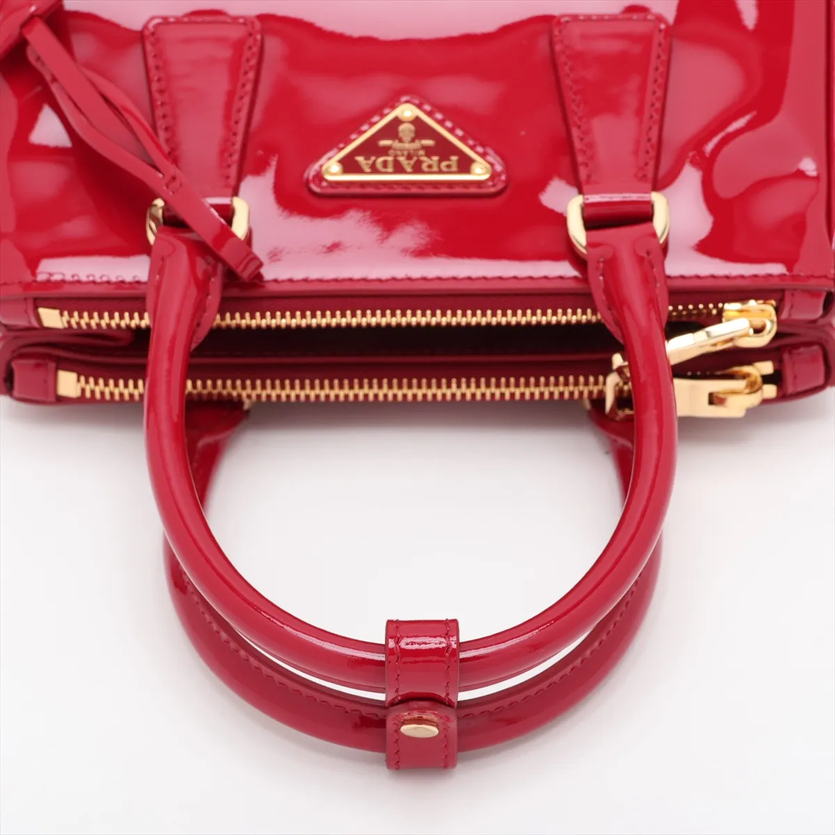 Patent Leather 2-Way Handbag, Red — view 5