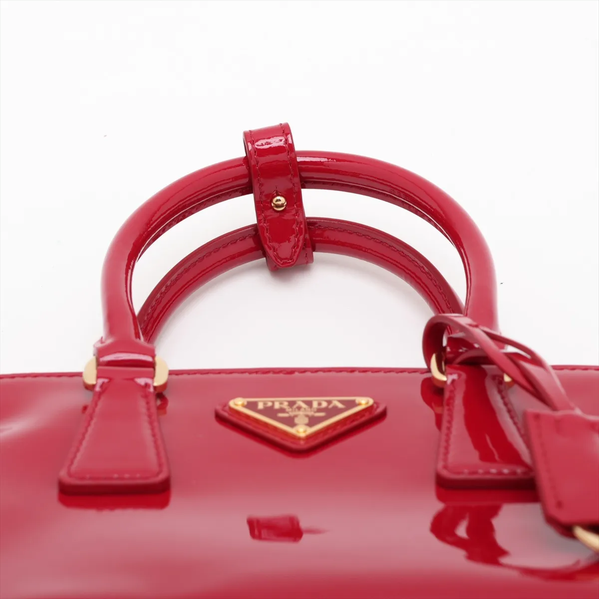 Patent Leather 2-Way Handbag, Red — view 6