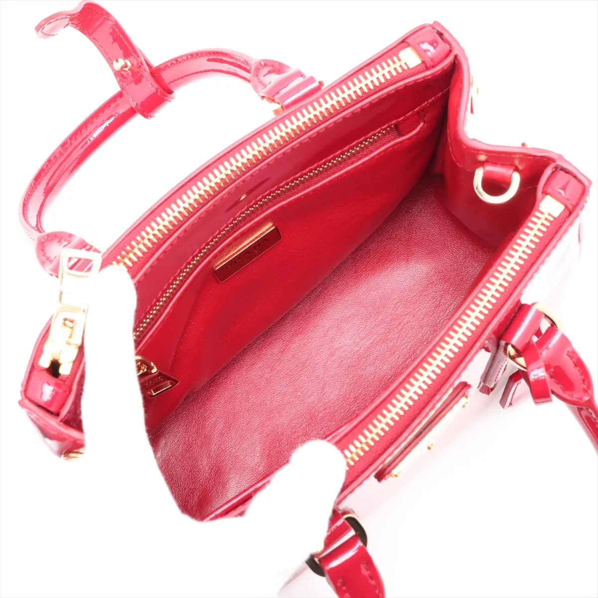 Patent Leather 2-Way Handbag, Red — view 8