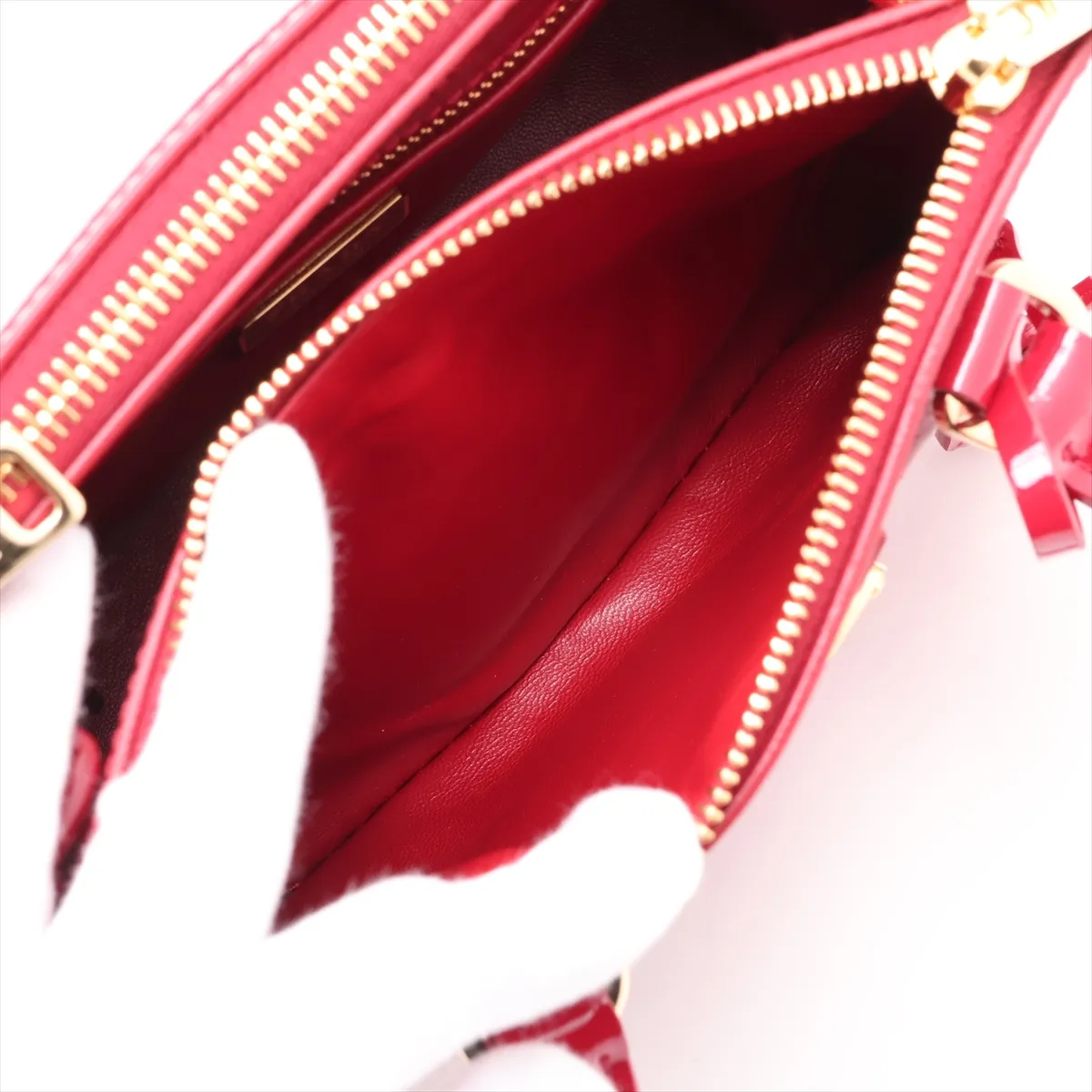 Patent Leather 2-Way Handbag, Red — view 10