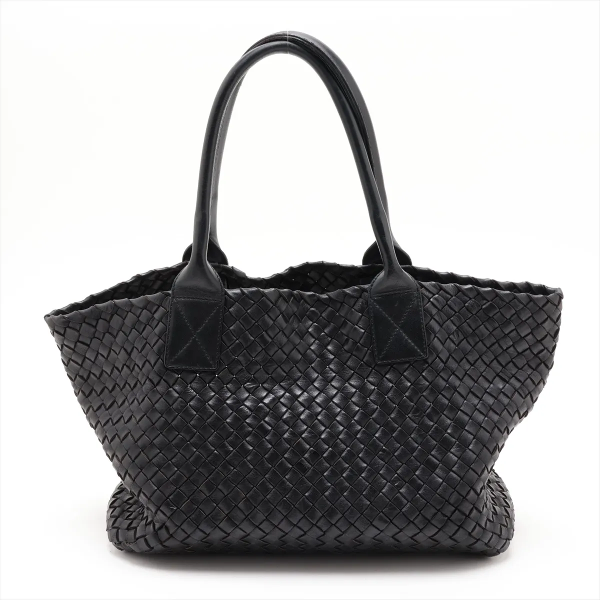 Intrecciato Cabas PM 141498 Leather Tote Bag, Black — view 2