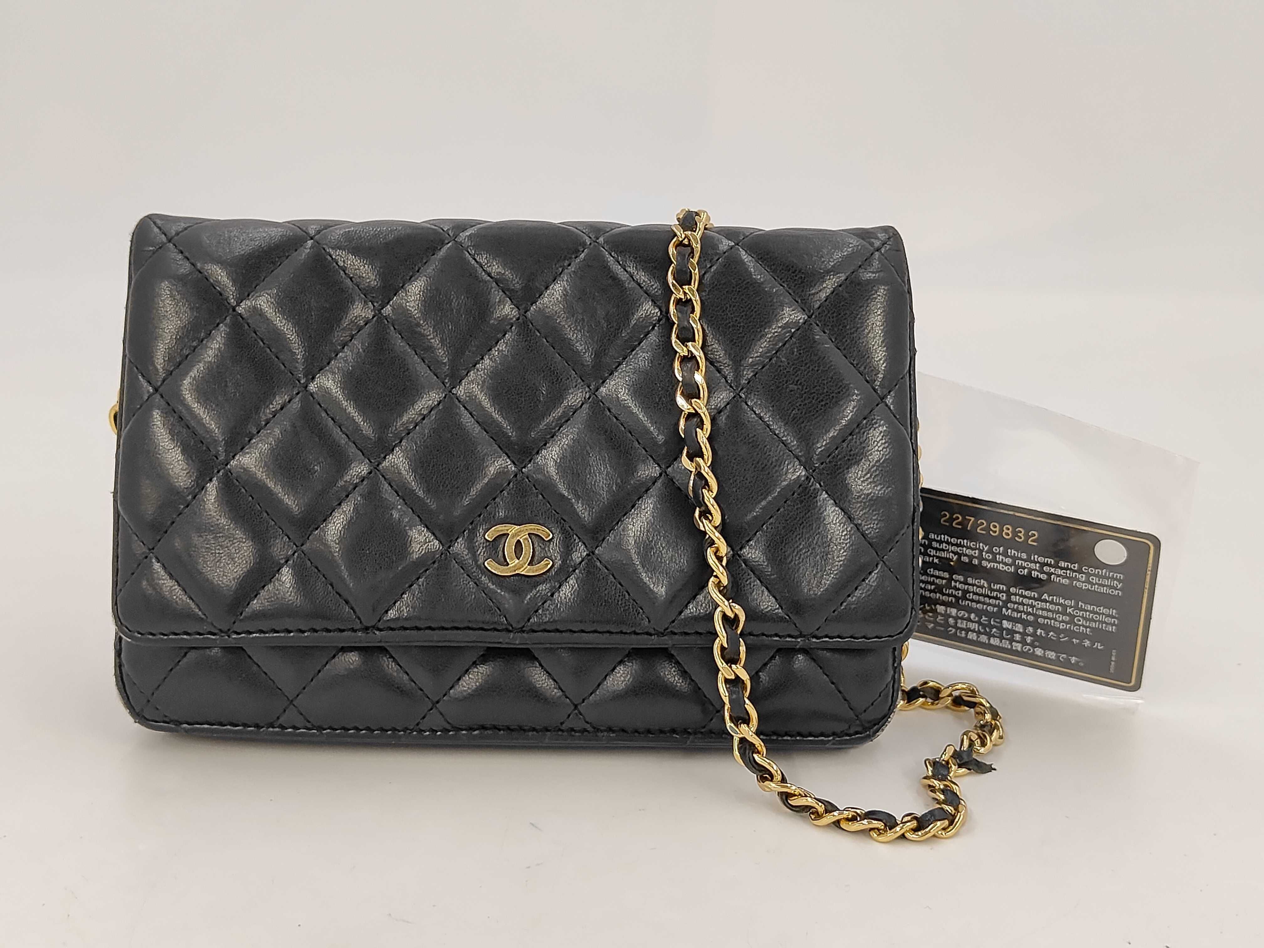 Timeless Classic Line Chain Wallet BLACK Lambskin Shoulder Bag