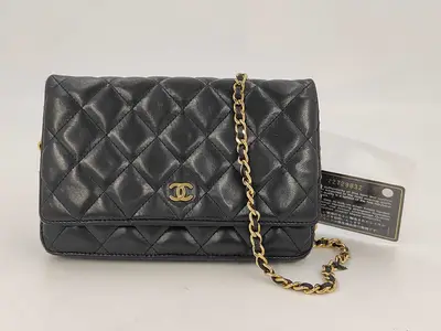 Timeless Classic Line Chain Wallet BLACK Lambskin Shoulder Bag