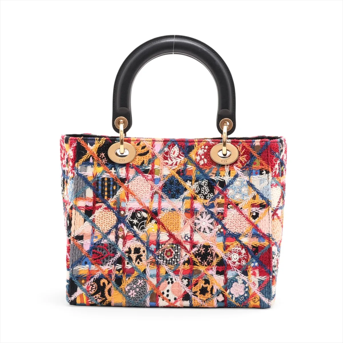 Cannage Lady Dior Tweed x Leather 2-Way Handbag, Multicolor — view 2