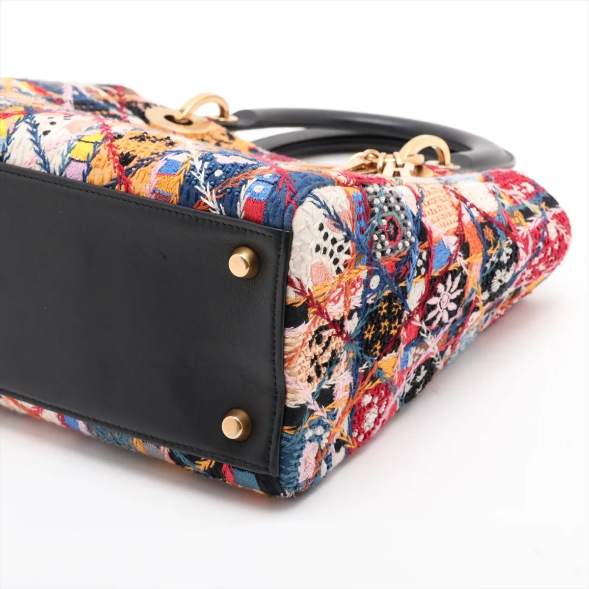 Cannage Lady Dior Tweed x Leather 2-Way Handbag, Multicolor — view 3
