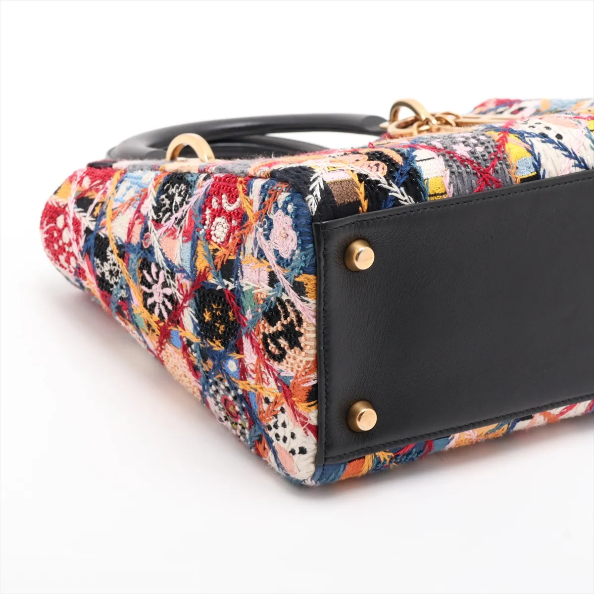 Cannage Lady Dior Tweed x Leather 2-Way Handbag, Multicolor — view 4