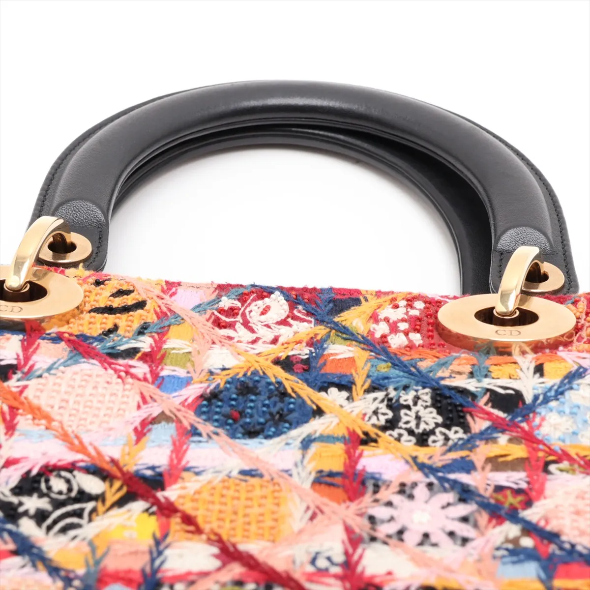 Cannage Lady Dior Tweed x Leather 2-Way Handbag, Multicolor — view 6