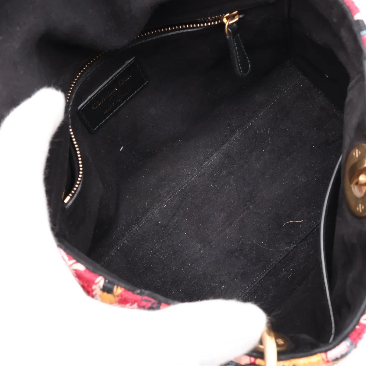Cannage Lady Dior Tweed x Leather 2-Way Handbag, Multicolor — view 8