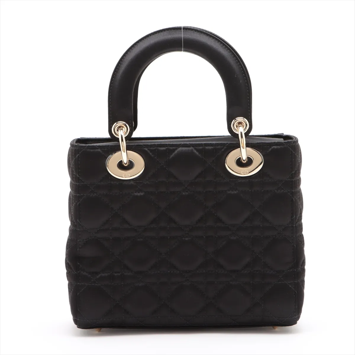 Cannage Lady Dior Mini Satin Handbag Black — view 2