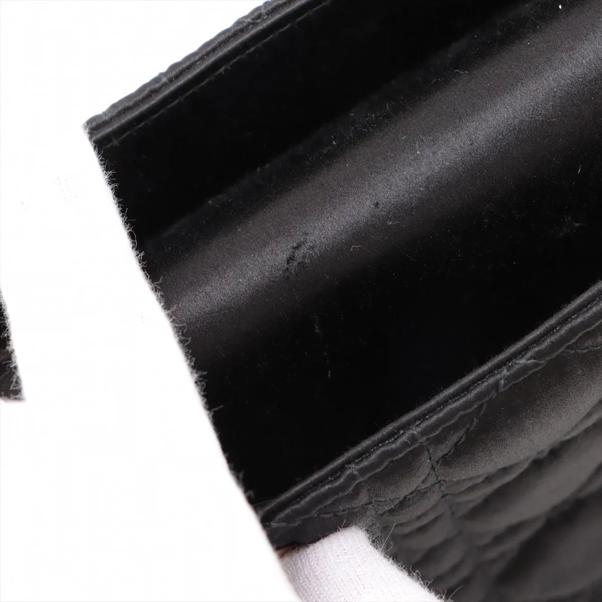 Cannage Lady Dior Mini Satin Handbag Black — view 15