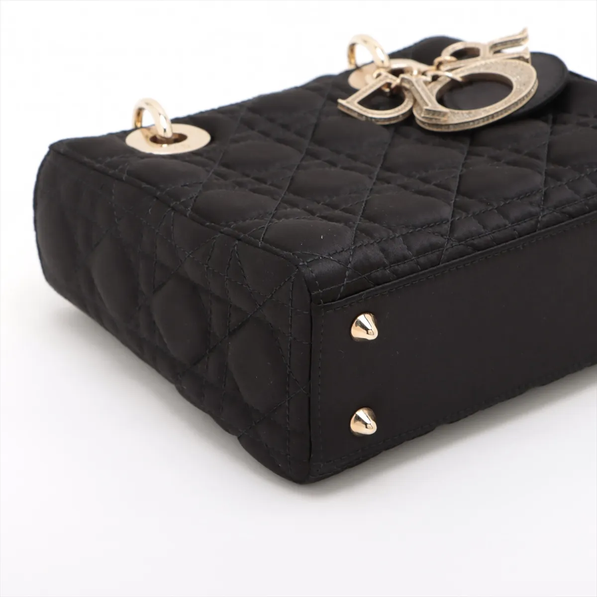 Cannage Lady Dior Mini Satin Handbag Black — view 4