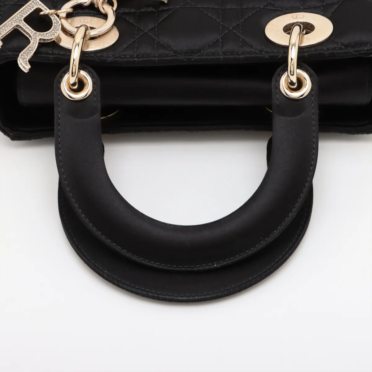 Cannage Lady Dior Mini Satin Handbag Black — view 5