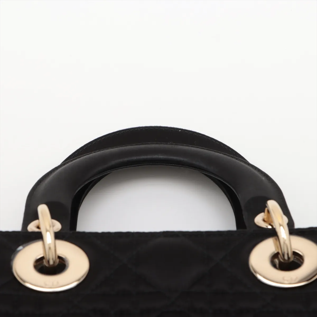 Cannage Lady Dior Mini Satin Handbag Black — view 6