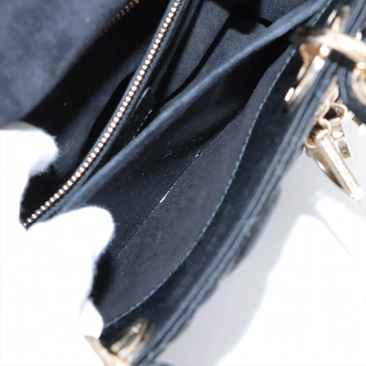 Cannage Lady Dior Mini Satin Handbag Black — view 9