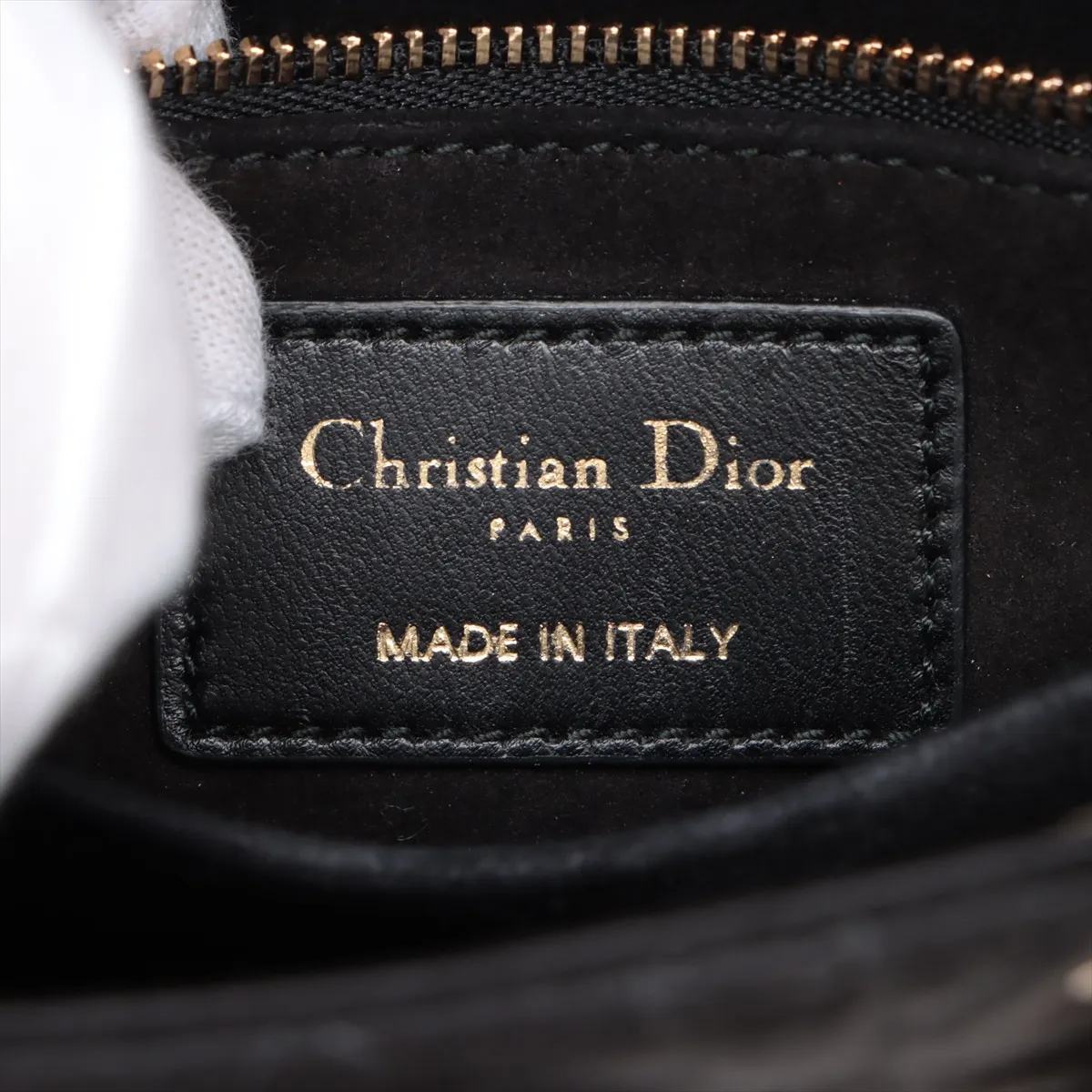 Cannage Lady Dior Mini Satin Handbag Black — view 10