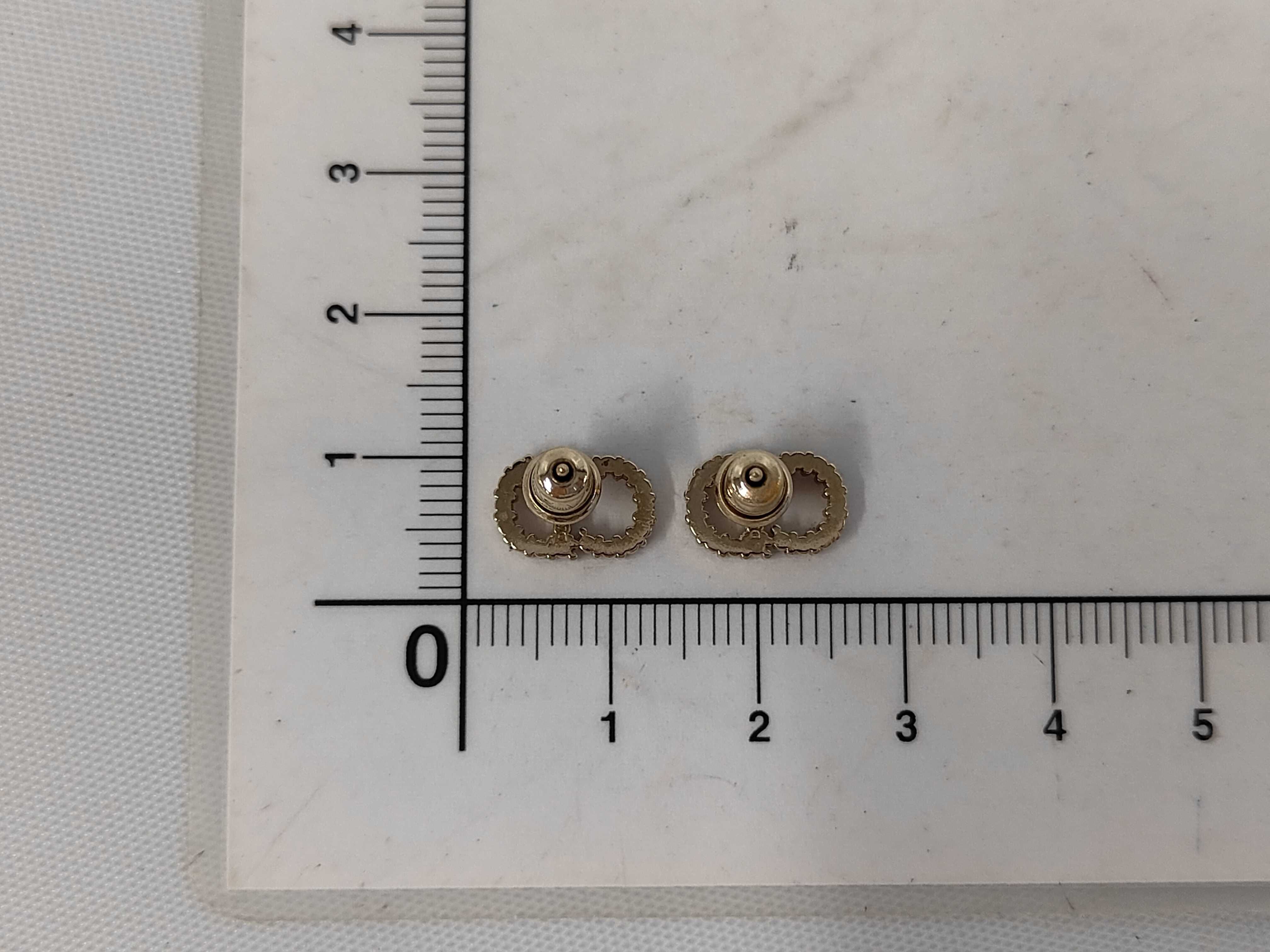 CD Logo Rhinestone Gold Earrings — view 2