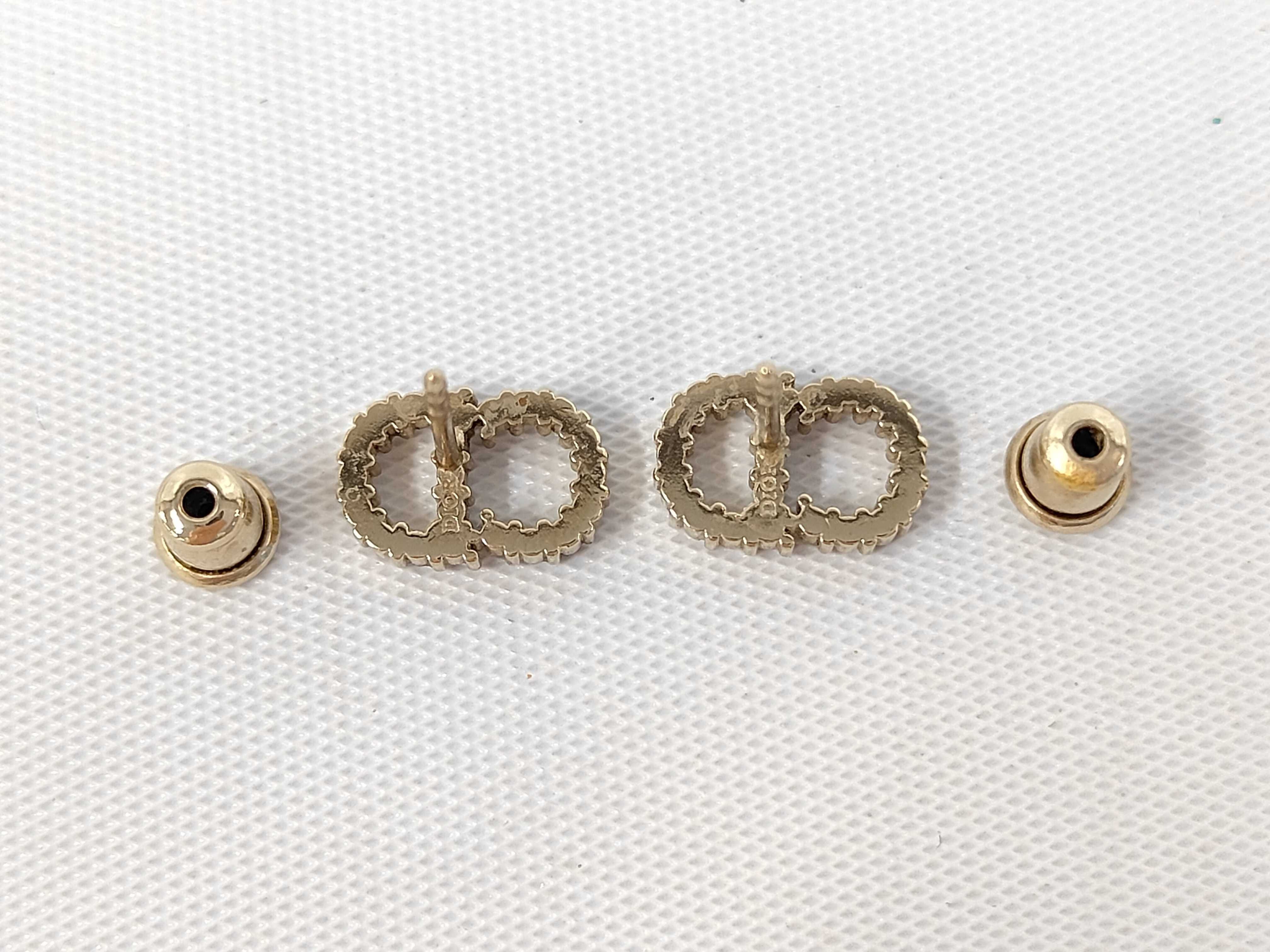 CD Logo Rhinestone Gold Earrings — view 4